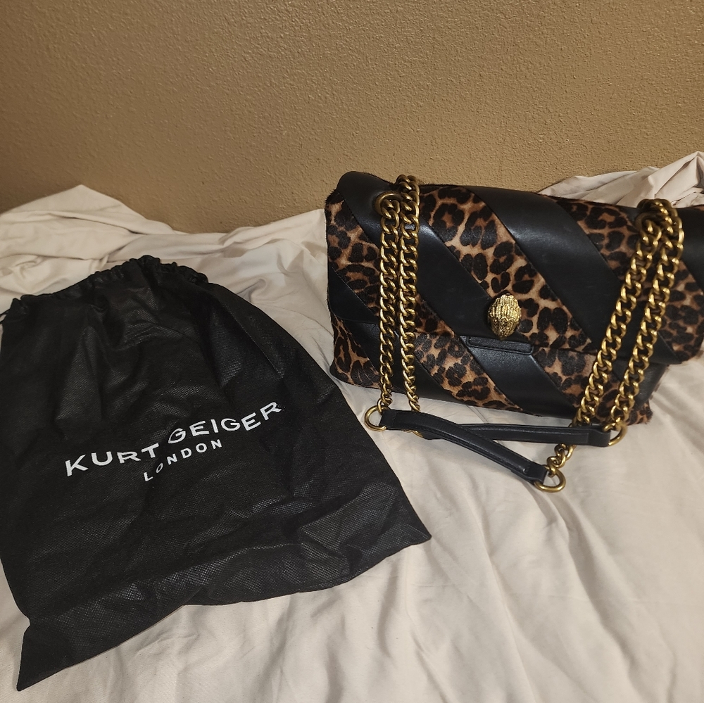 Kurt Geiger Leopard Print and Black Crossbody Bag